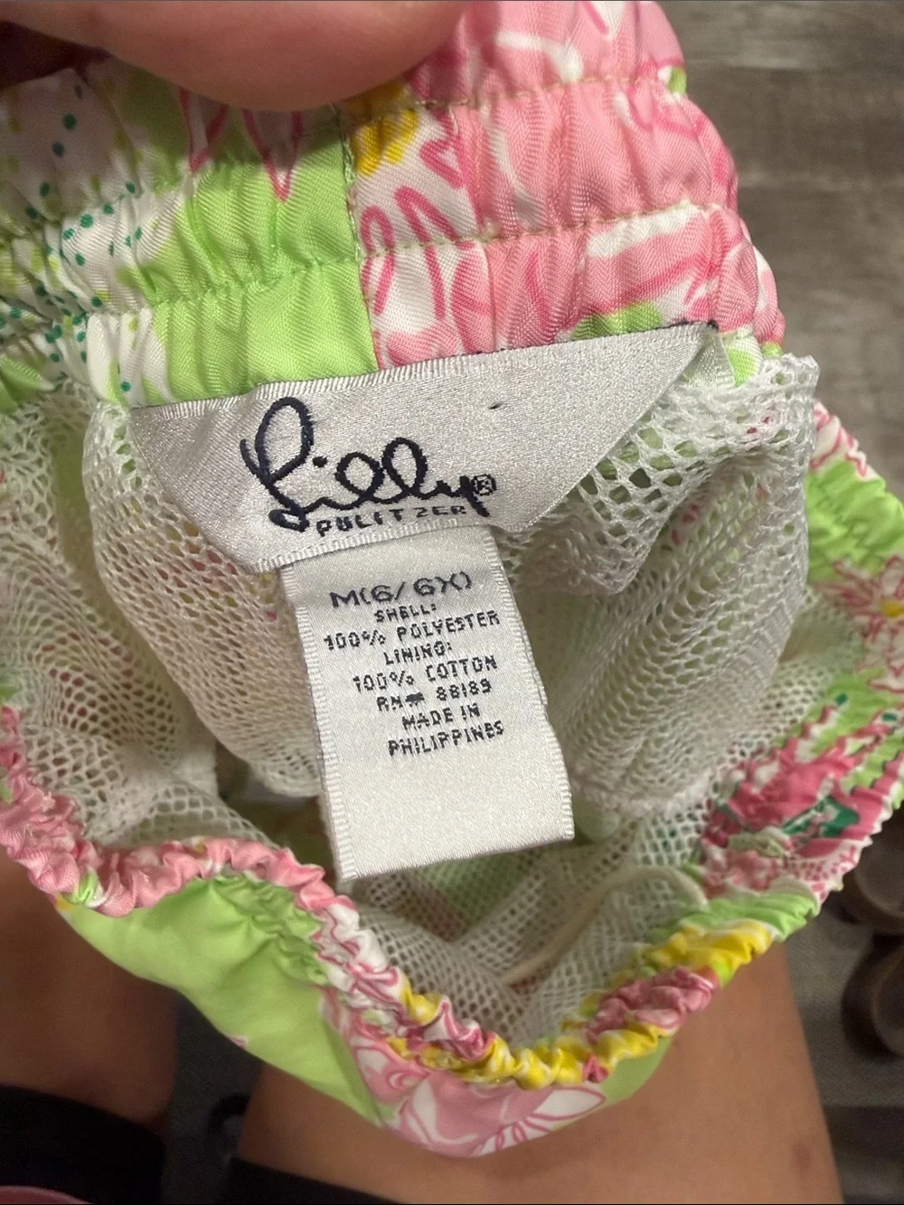 VINTAGE Lilly Pulitzer Lime Green Floral & Pink Graphic Swim Trunks